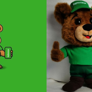 Мишка в зеленом костюме - корпоративная игрушка! Игрушки по рисункам Игрушки на заказ по фото, рисункам. Шьем от 1 шт.